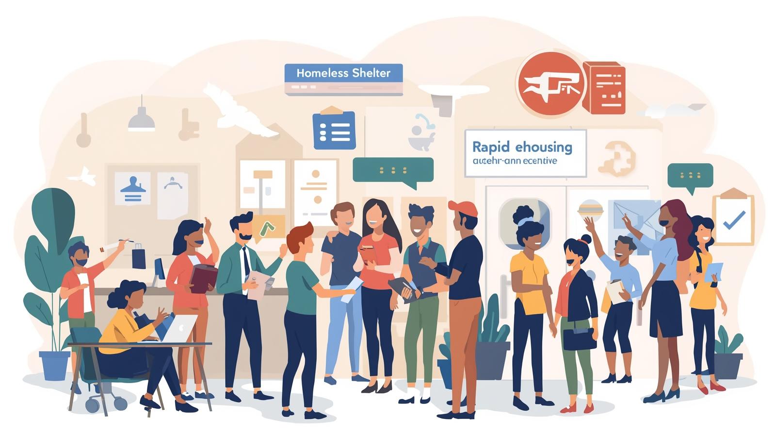 Intake and support staff meeting with residents